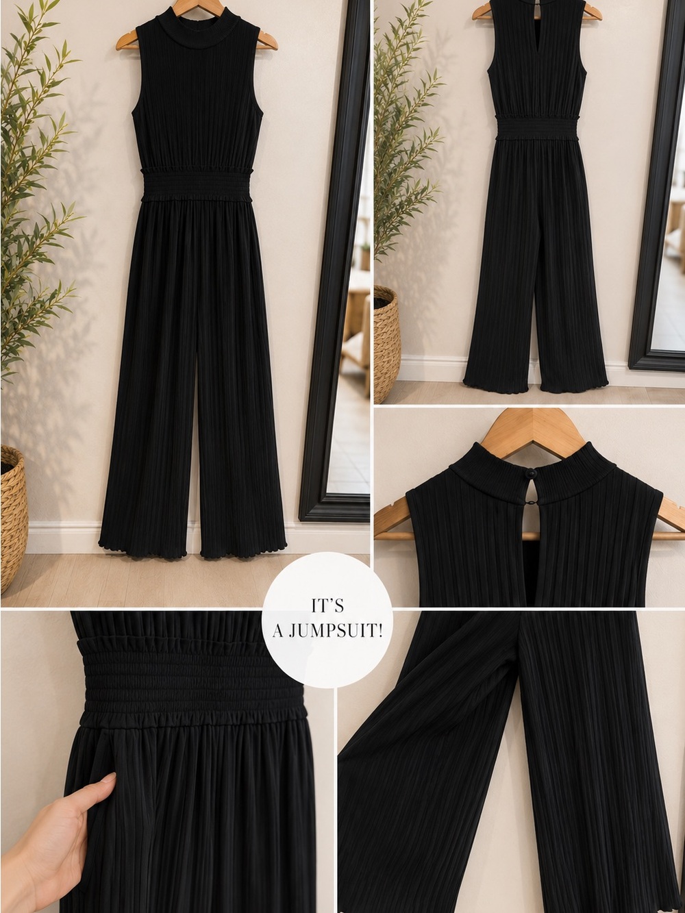 Nanette Lepore Black Pleated Sleeveless Jumpsuit